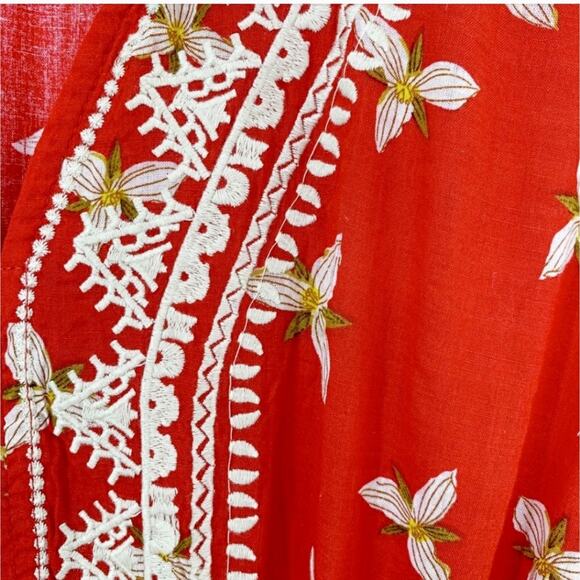 Anthropologie THML Maya red floral embroidered dress size extra small new - Picture 6 of 11